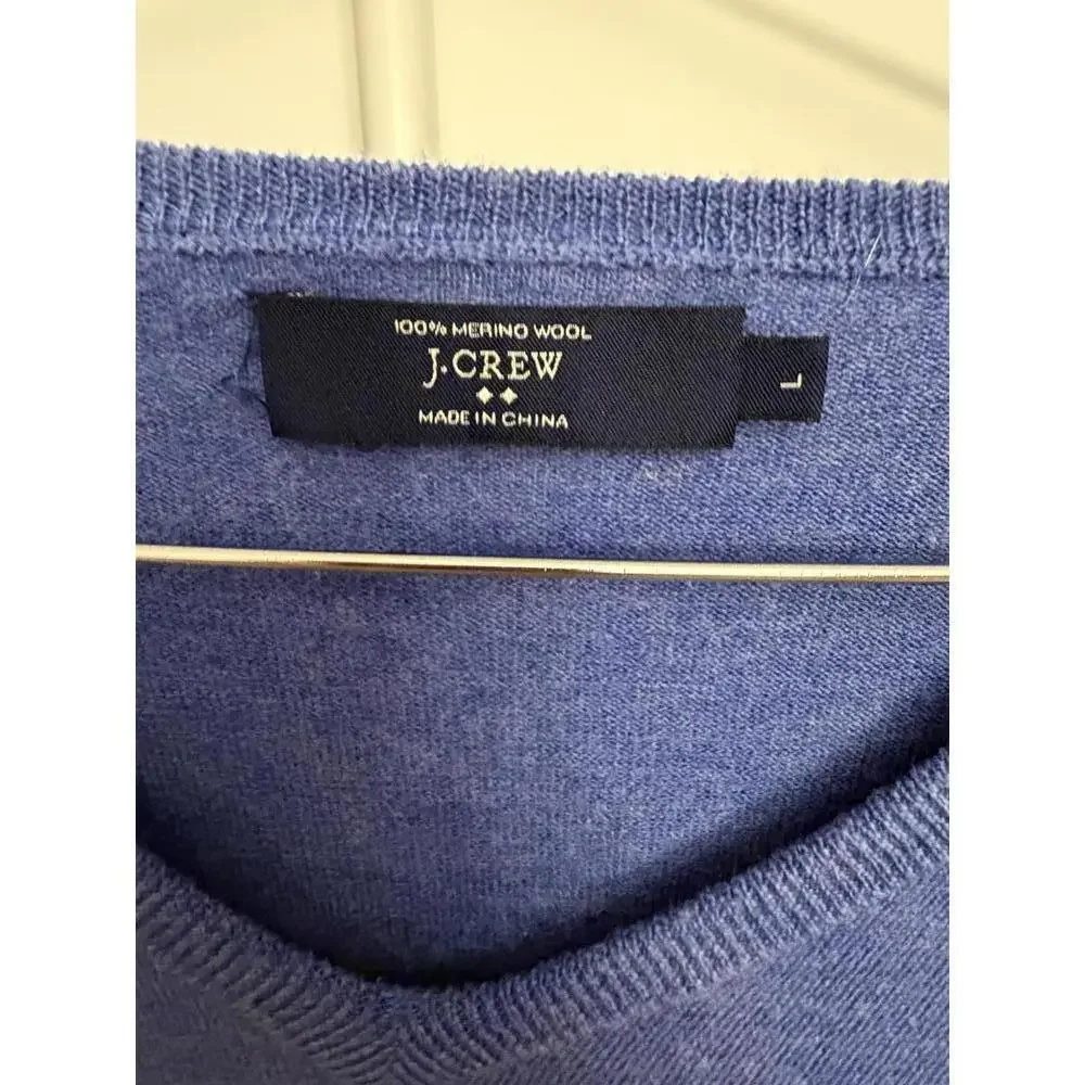 J.Crew men's blue 100% merino wool V-neck sweater
